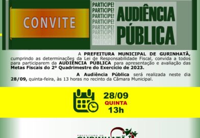 CONVITE: AUDIÊNCIA PÚBLICA DAS METAS FISCAIS DO 2º QUADRIMESTRE 2023
